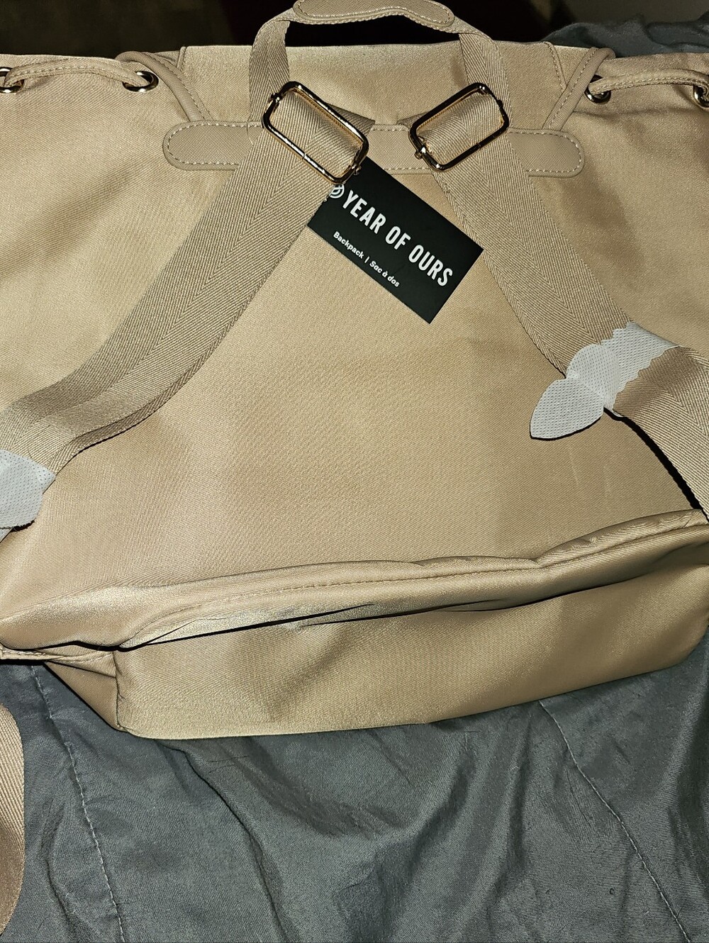 NWT Year of Ours Beige Canvas Backpack with Gold Hardware